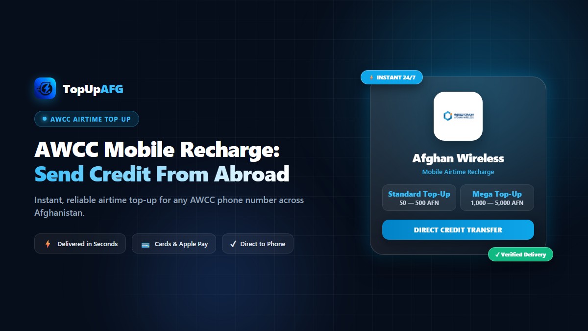 Afghan Wireless (AWCC) Top-Up: How to Recharge From Abroad