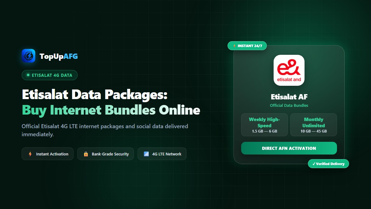 Etisalat Afghanistan Data Packages: Buy Internet Bundles Online