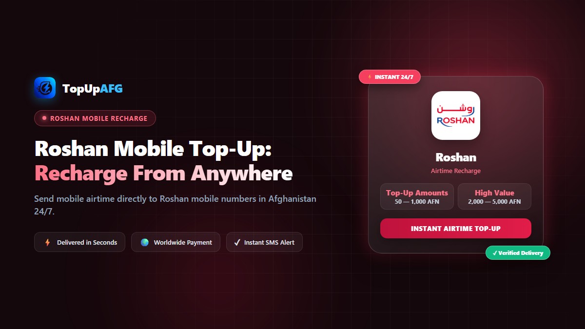 Roshan Afghanistan Top-Up: How to Recharge From Abroad