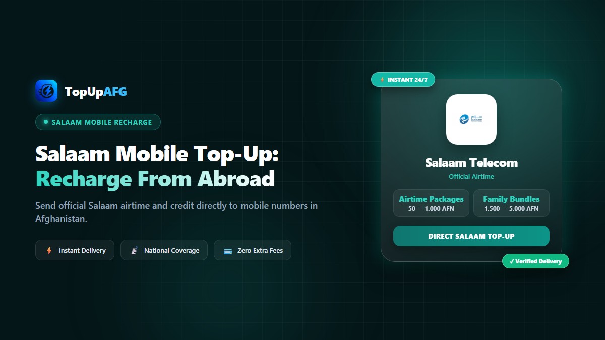 Salaam Afghanistan Top-Up: How to Recharge From Abroad