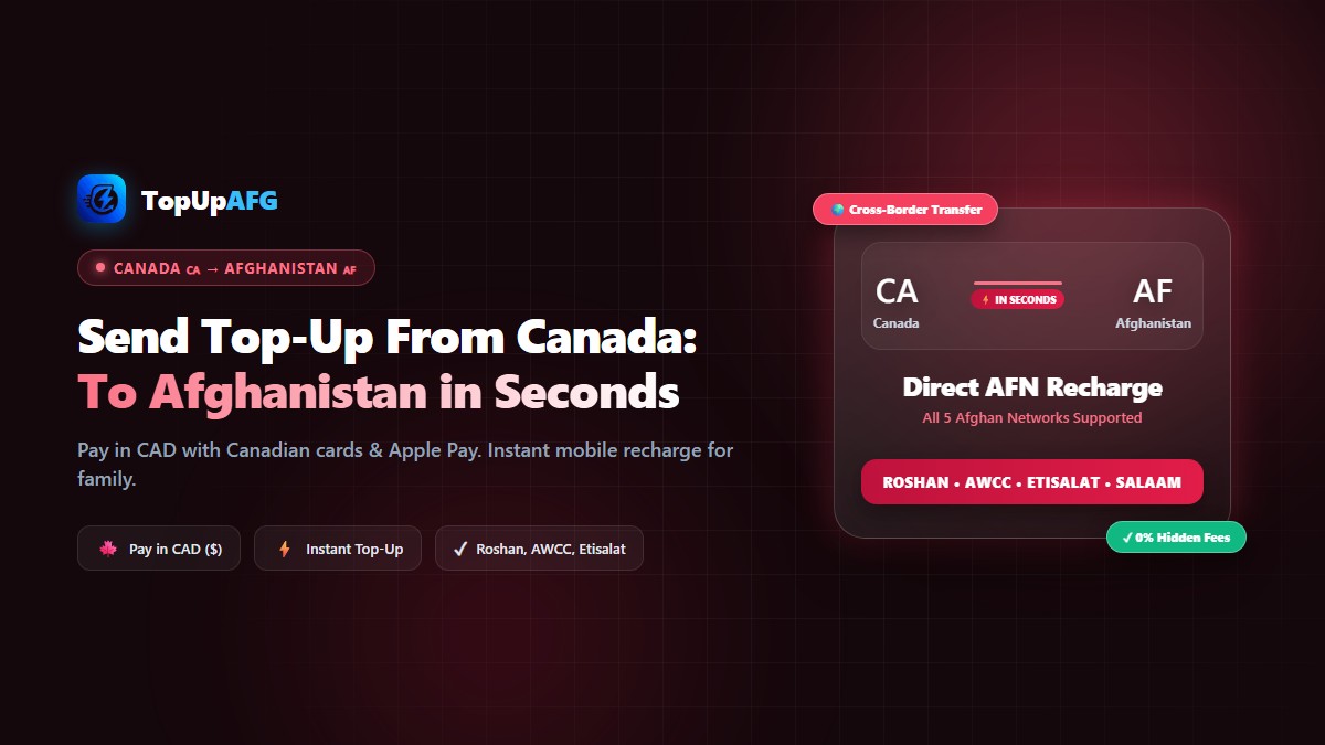 Send Mobile Top-Up to Afghanistan From Canada
