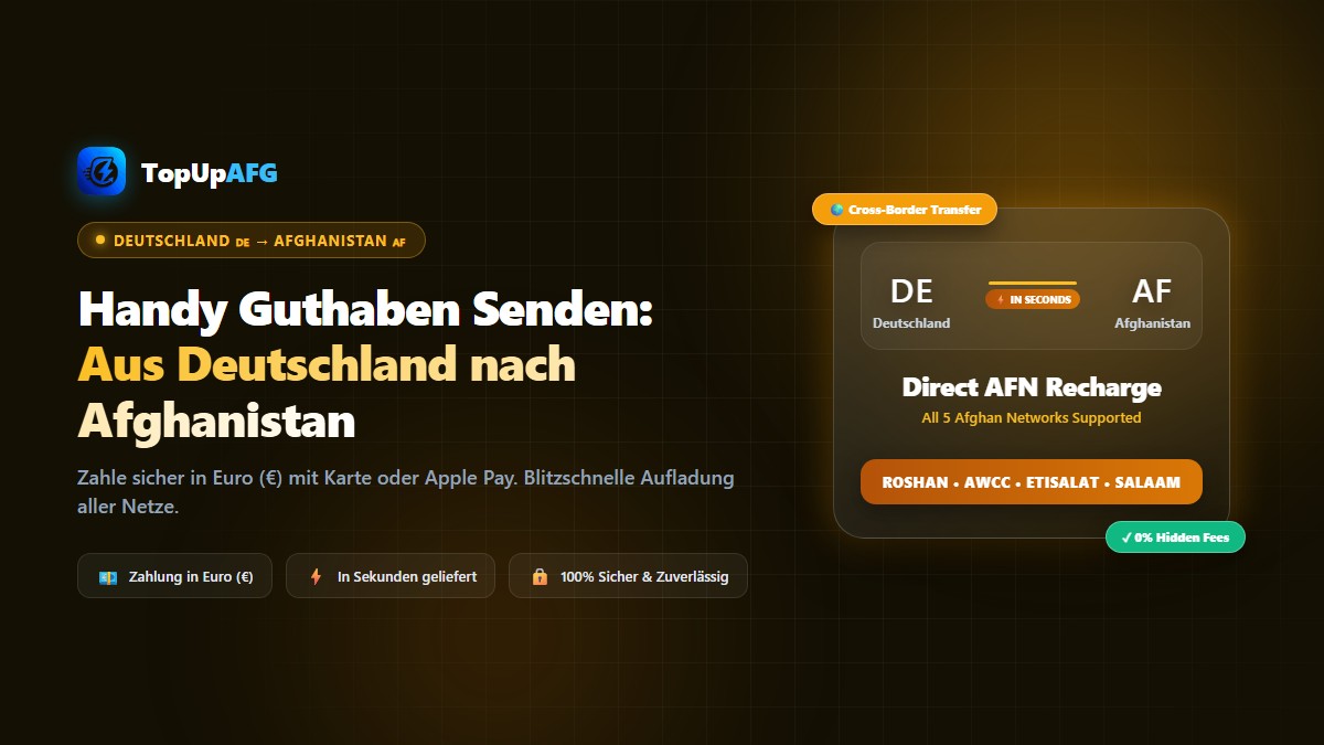 Send Mobile Top-Up to Afghanistan From Germany