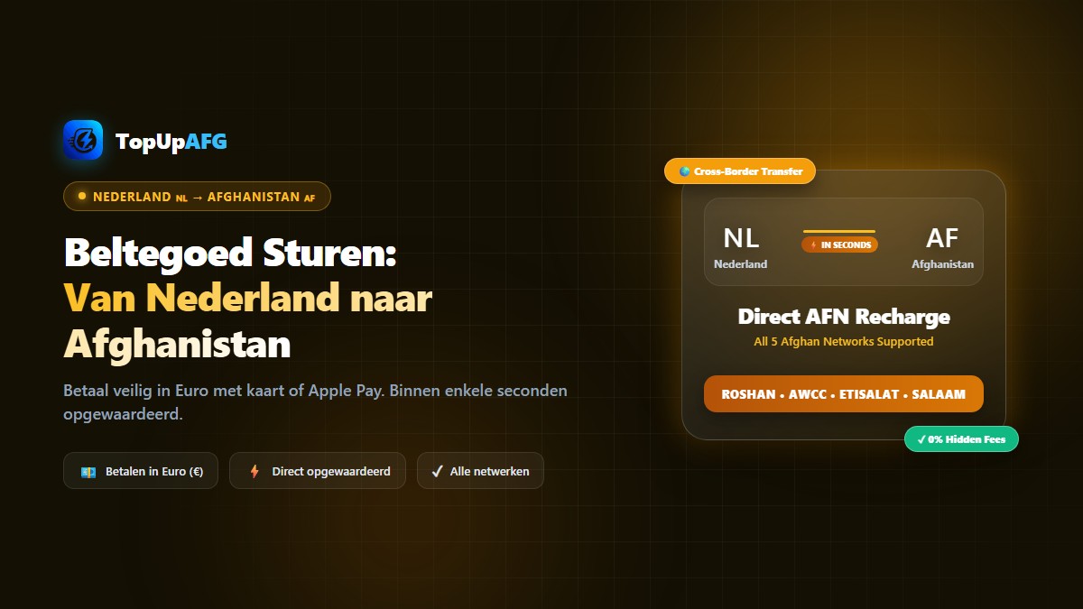 Send Mobile Top-Up to Afghanistan From the Netherlands